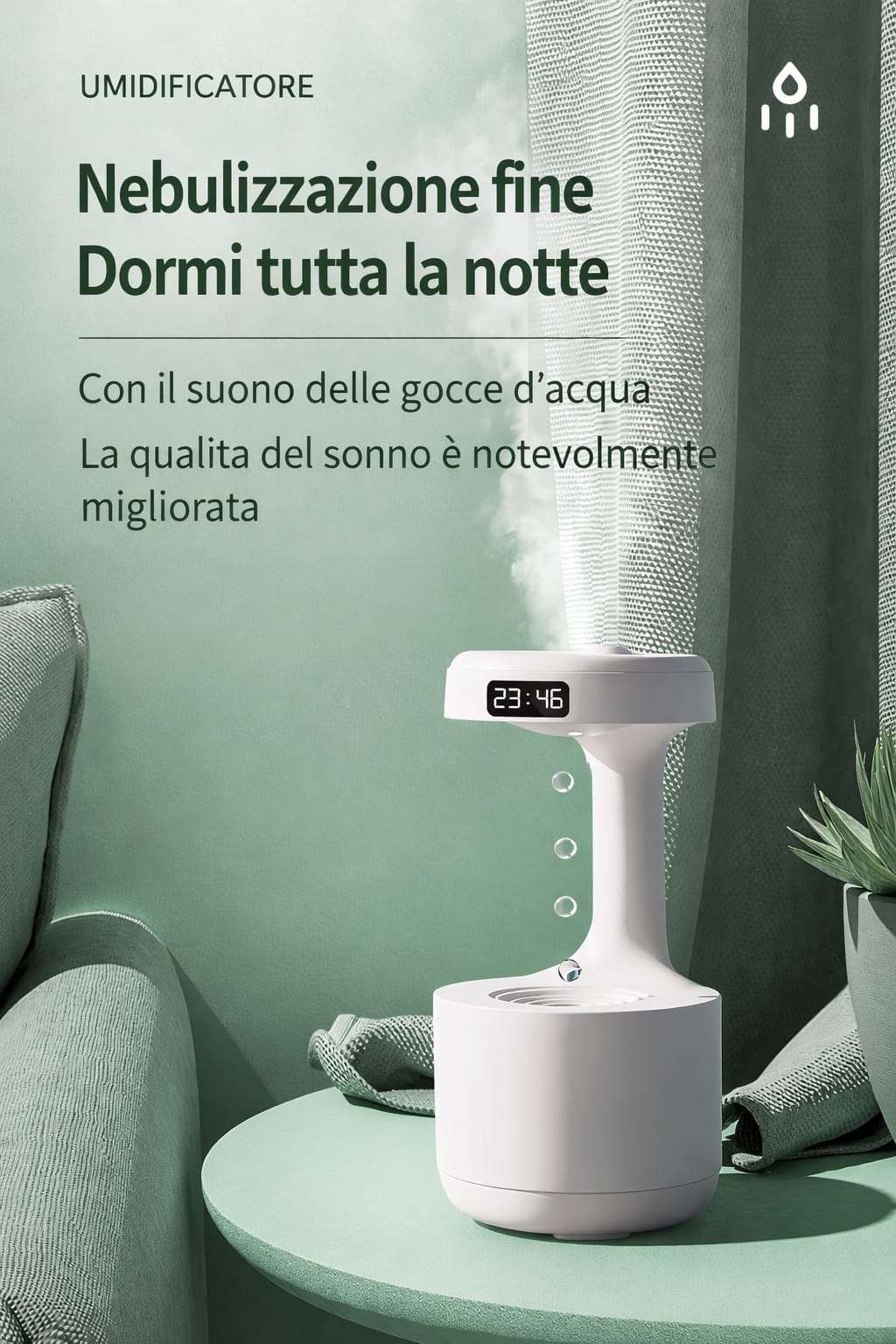 Umidificatore Antigravità a Goccia 600ml